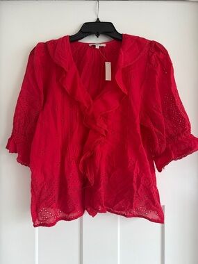 Madewell ruffle eyelet blouse